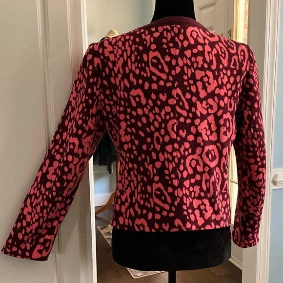 GAP Jacket Zip-Up Size 12 Jacket Burgundy & Peach Cropped Jacket - Picture 2 of 9